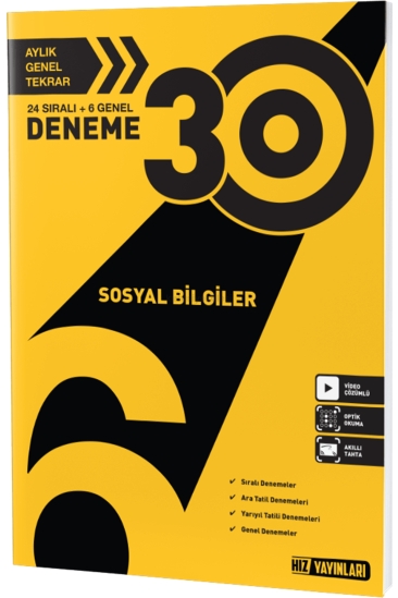 Hız Yayınları 6. Sınıf Sosyal Bilgiler 30'lu Deneme